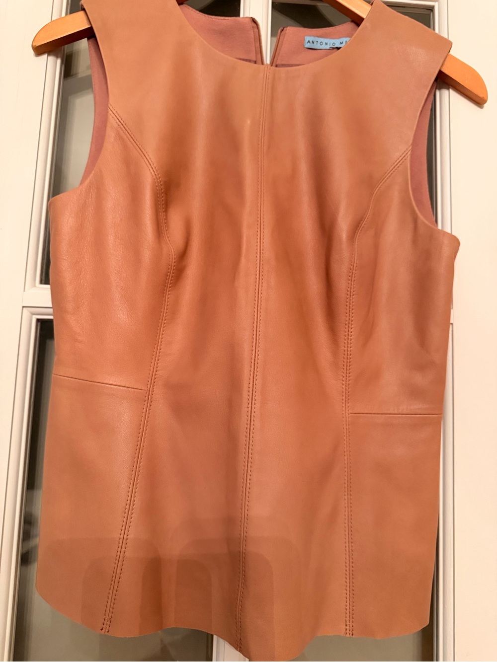 ANTONIO MELANI Tan Leather Sleeveless Vest